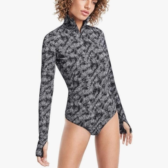 Wolford Tops - Wolford black and grey speckled long sleeve bodysuit